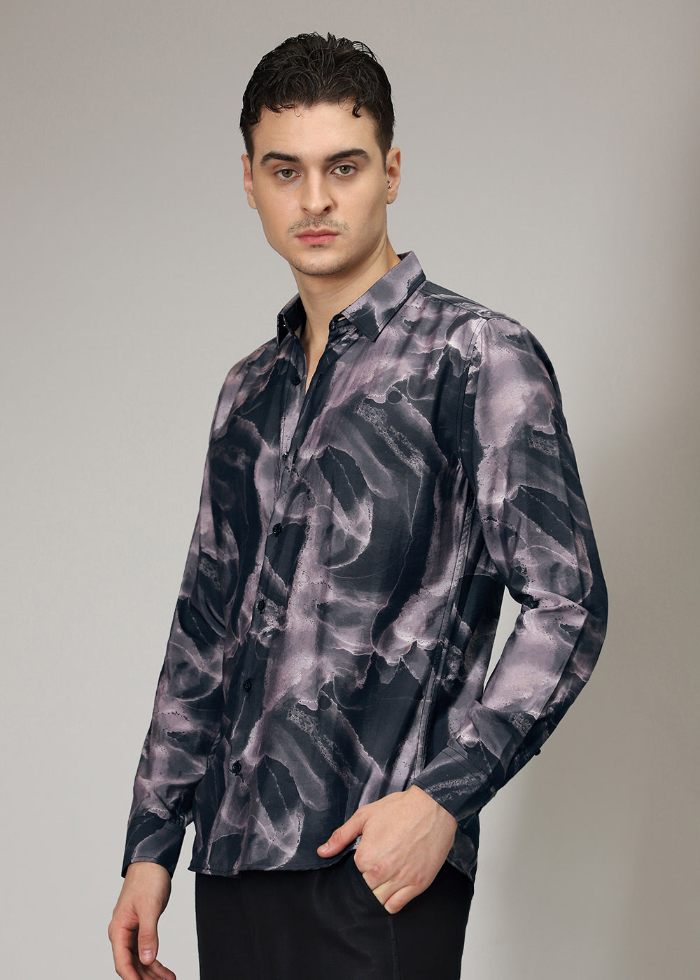 Lavender Wave Stippling Print Shirt