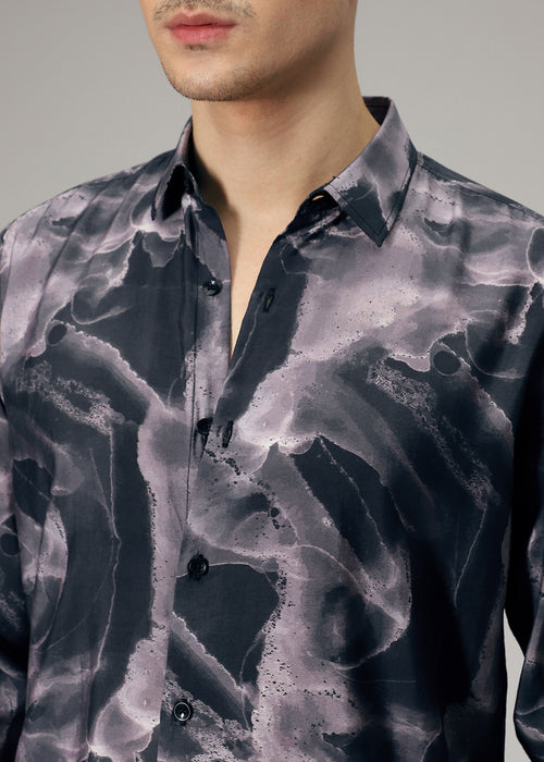 Lavender Wave Stippling Print Shirt