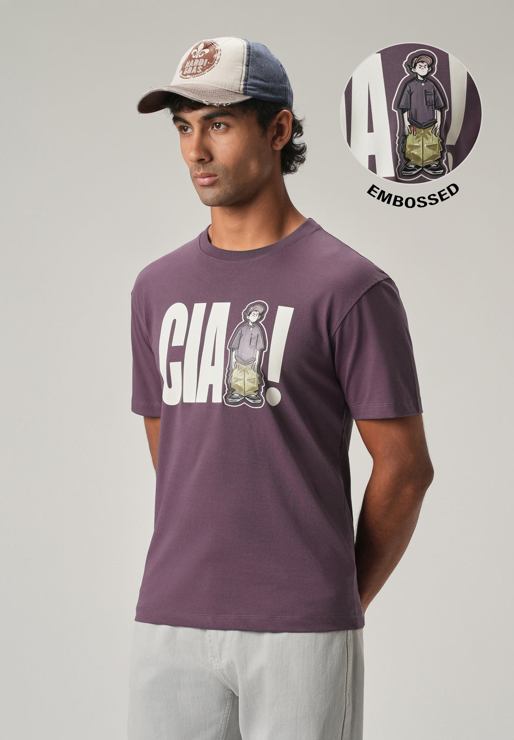 Lavender Embossed Slim Fit T-Shirt