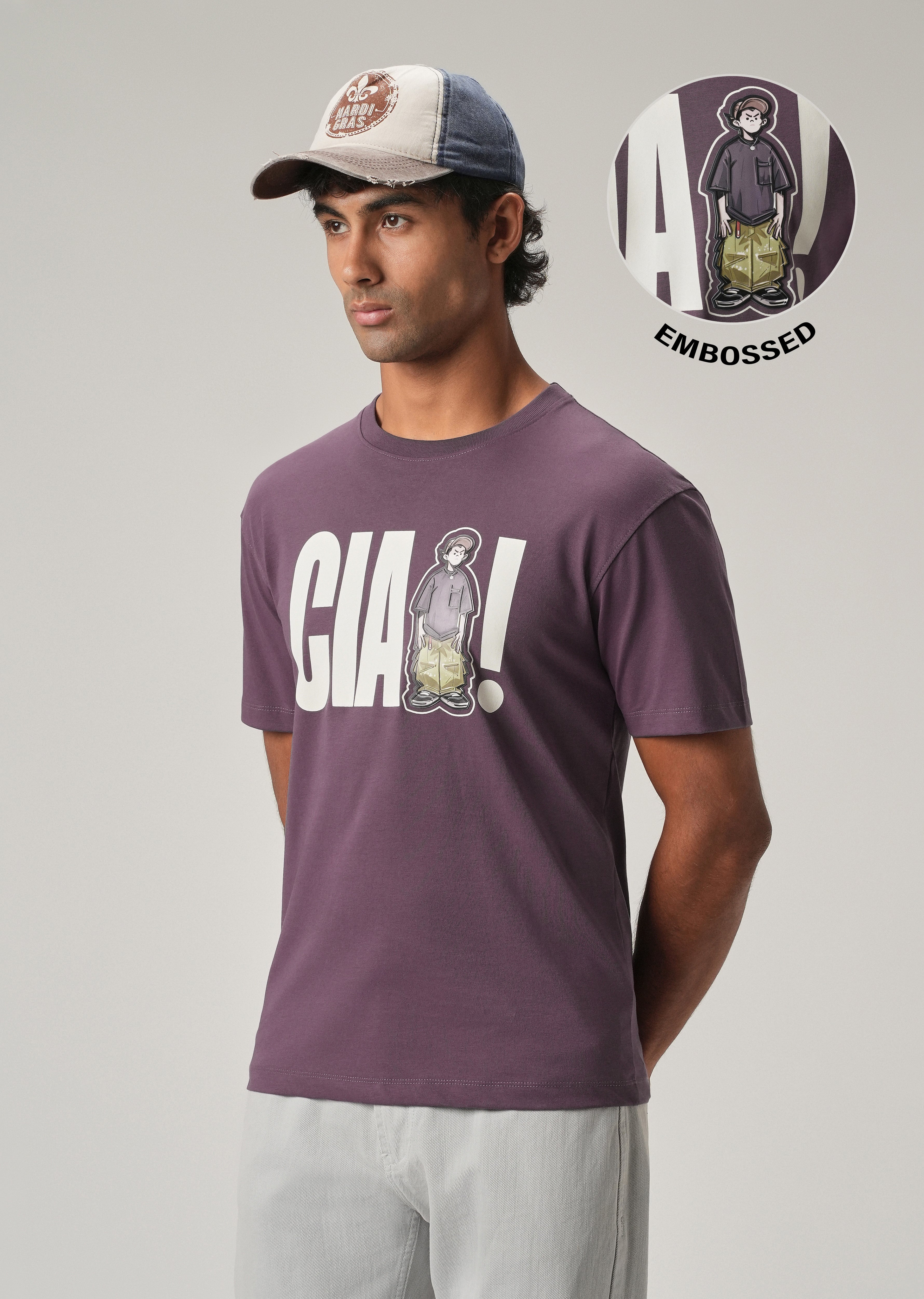 Lavender Embossed Slim Fit T-Shirt