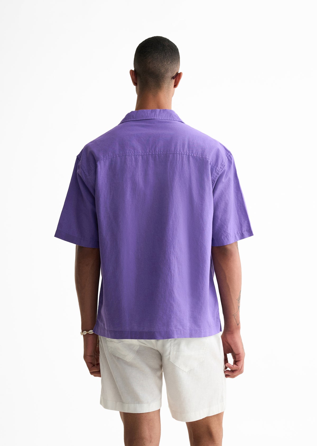 Lavender Floral Placement Embroidered Shirt