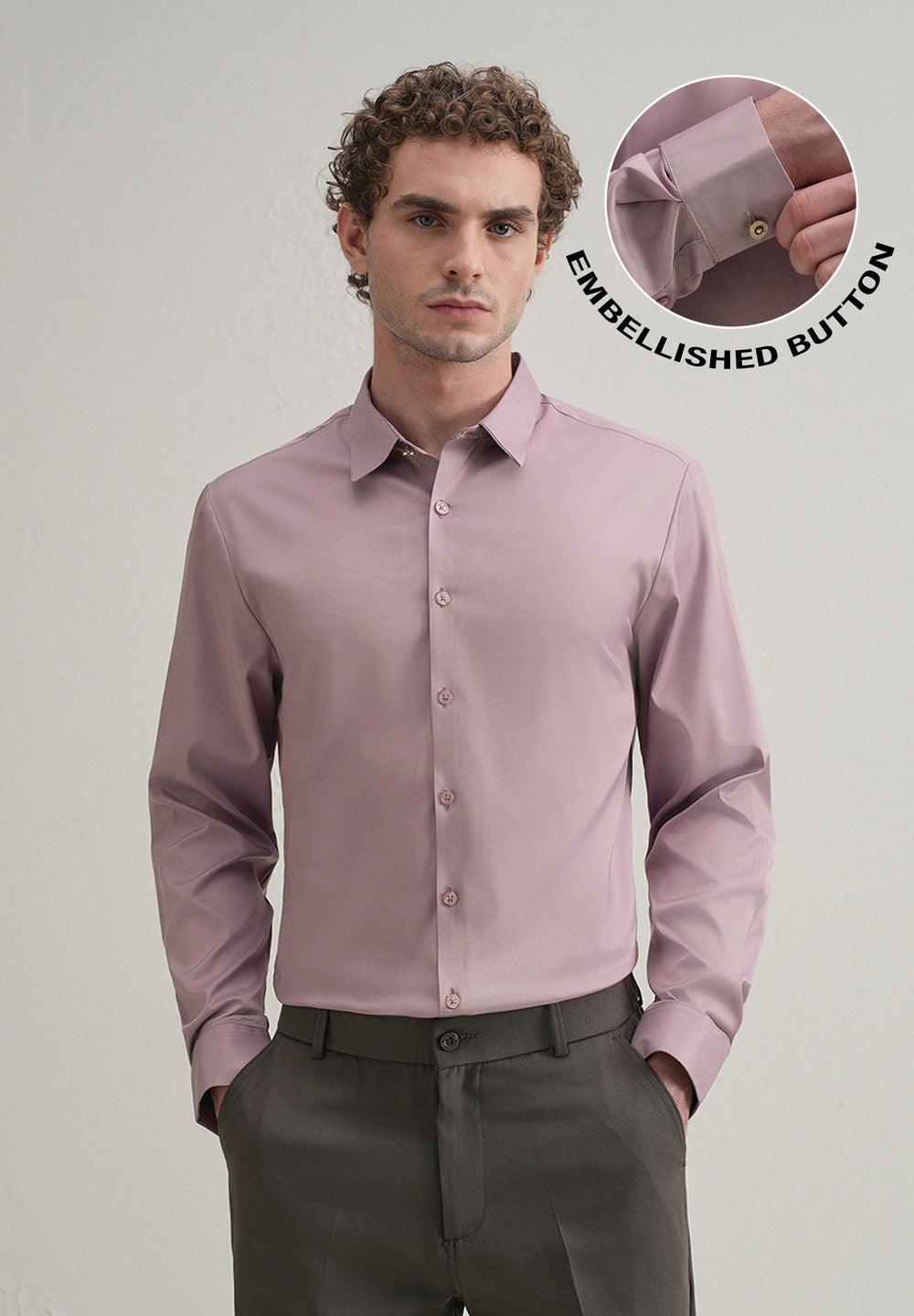 Lavender Plain Stitchless Placket Shirt