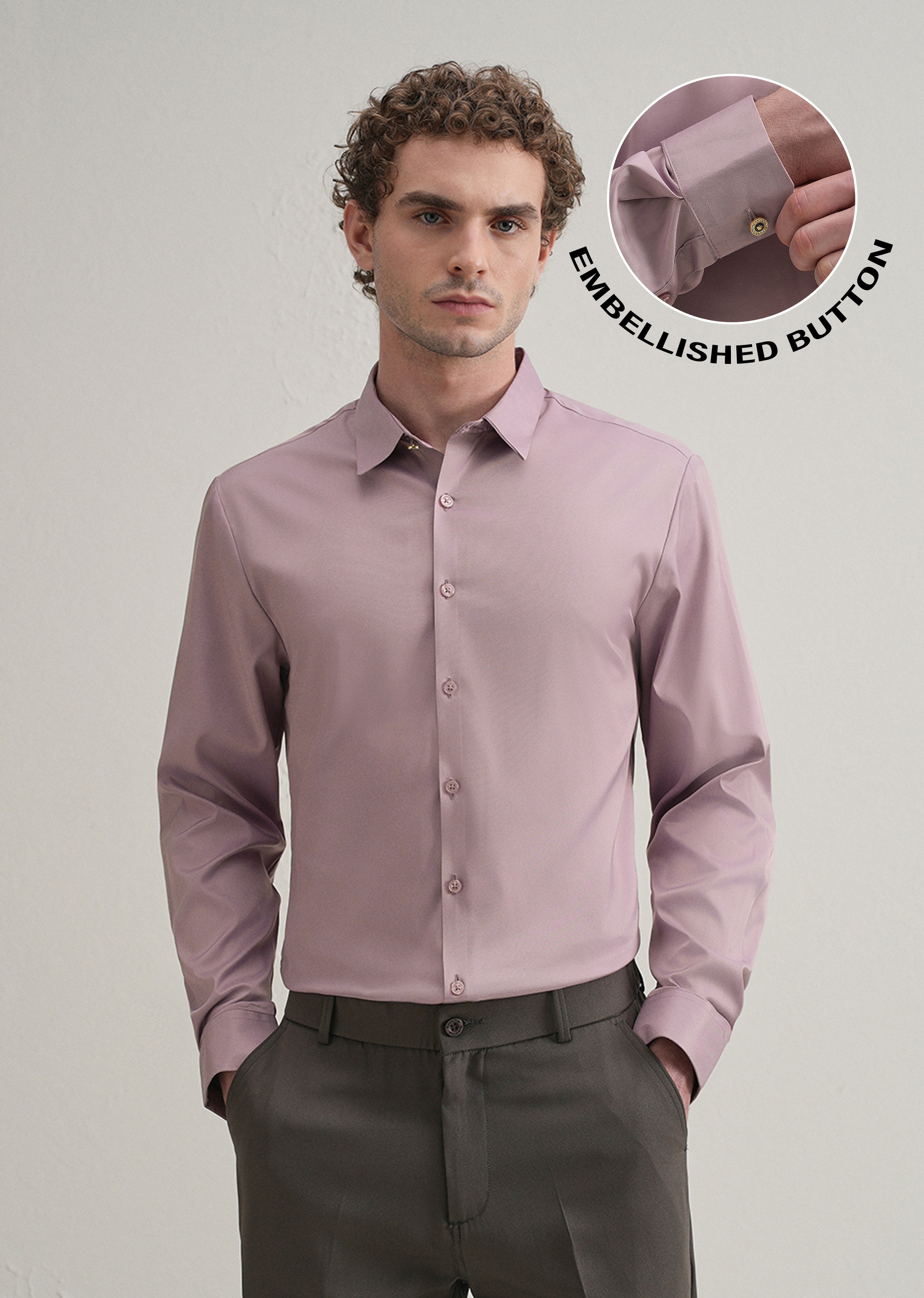 Lavender Plain Stitchless Placket Shirt