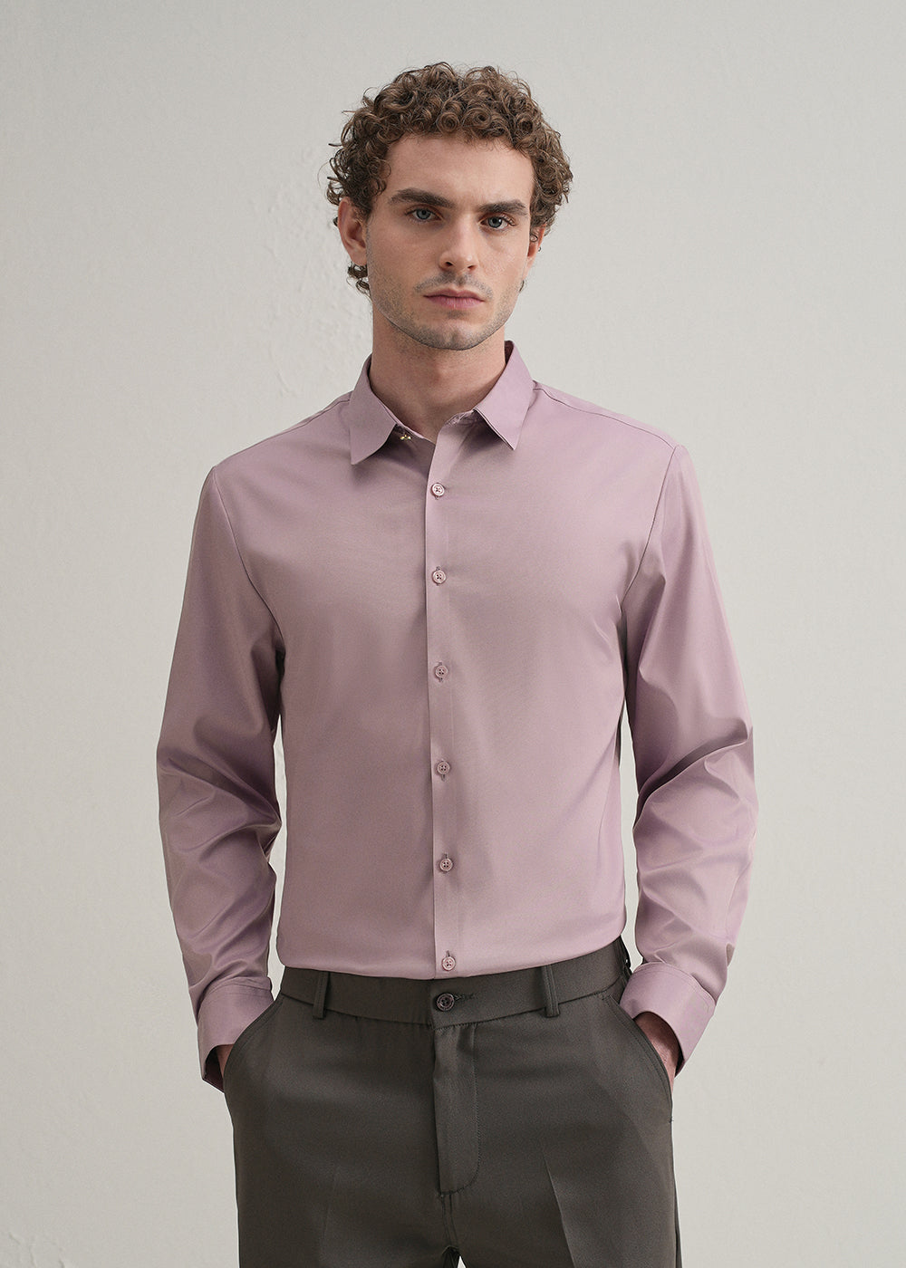 Lavender Plain Stitchless Placket Shirt