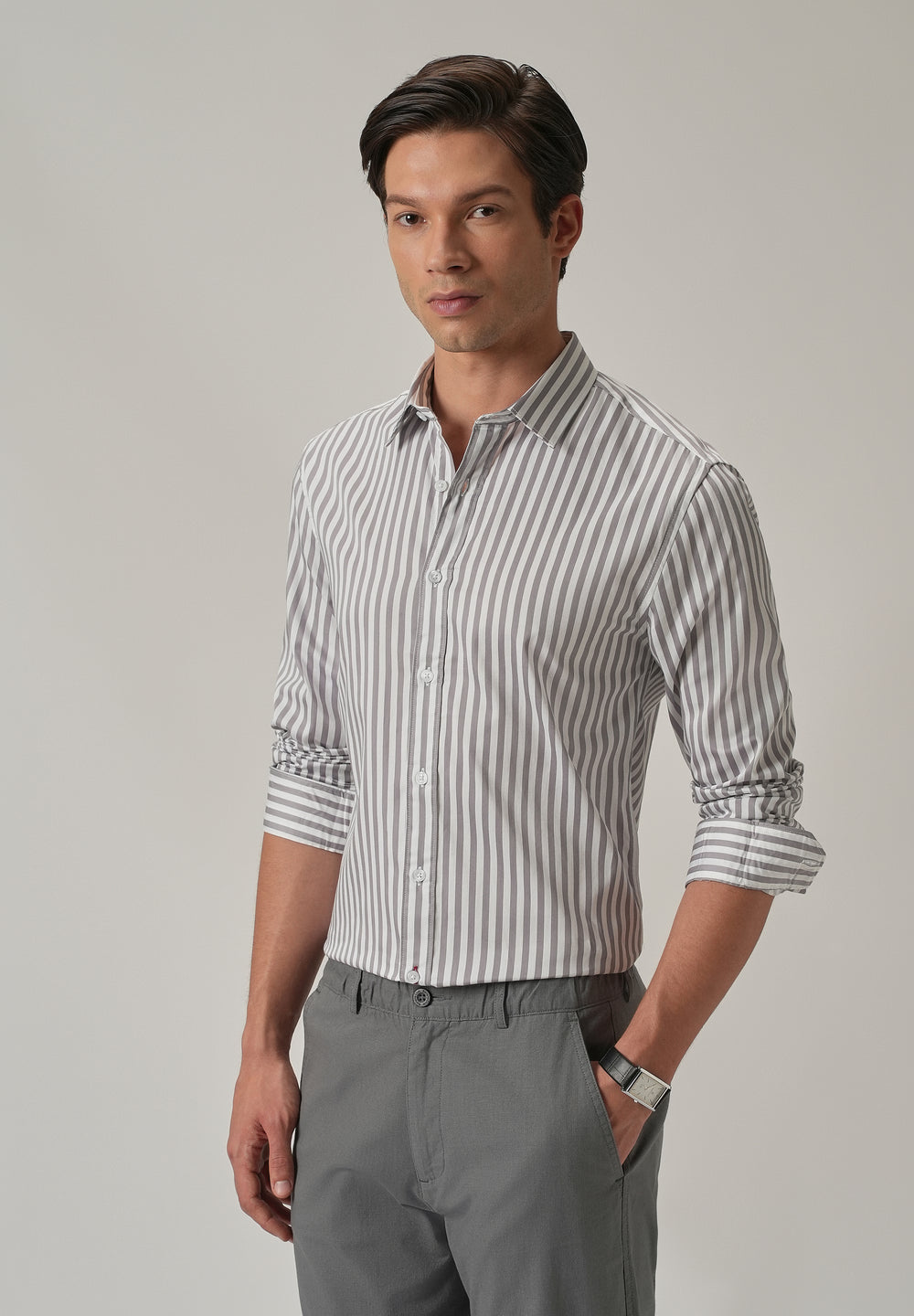 Lavender Satin Pin Stripe Shirt