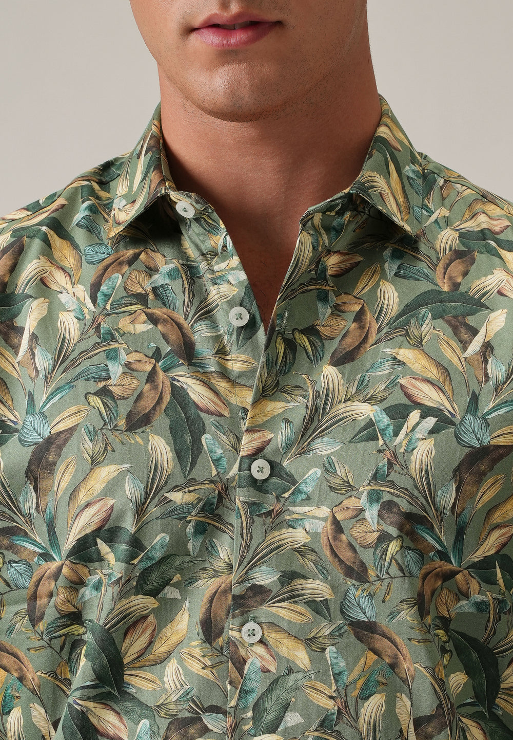 Leaf Motif Print Shirt
