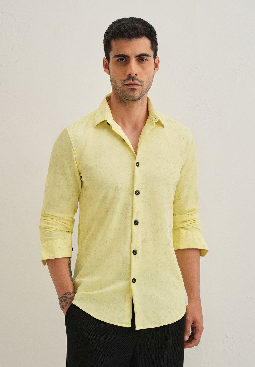 Lemon Yellow Knitted Shirt