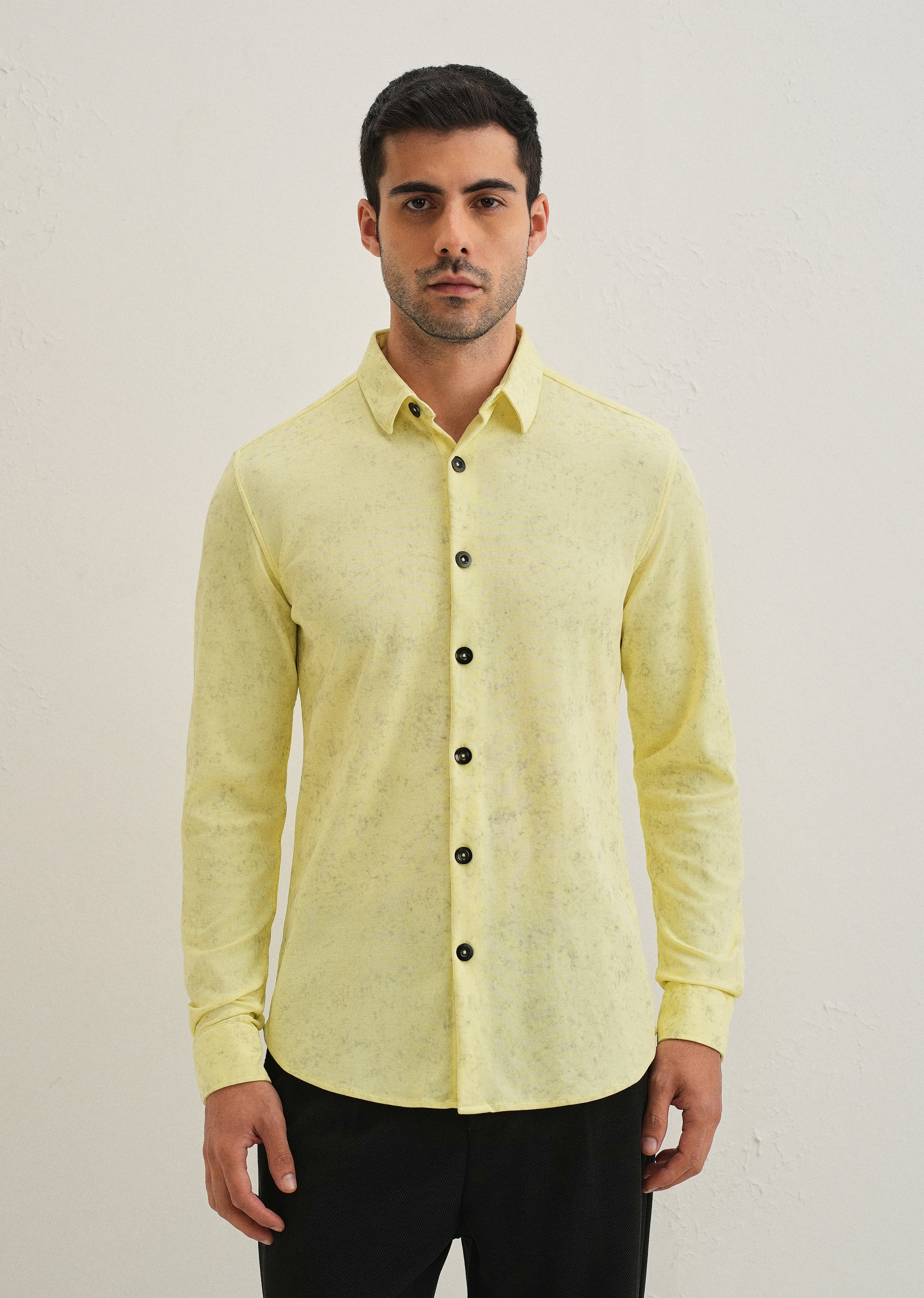 Lemon Yellow Knitted Shirt