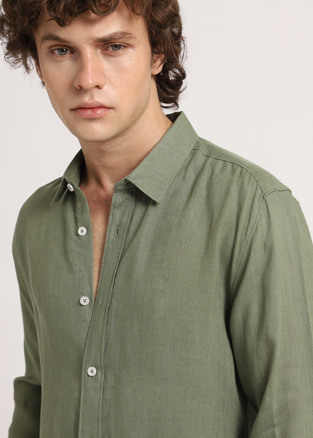 Lichen Green Linen Shirt