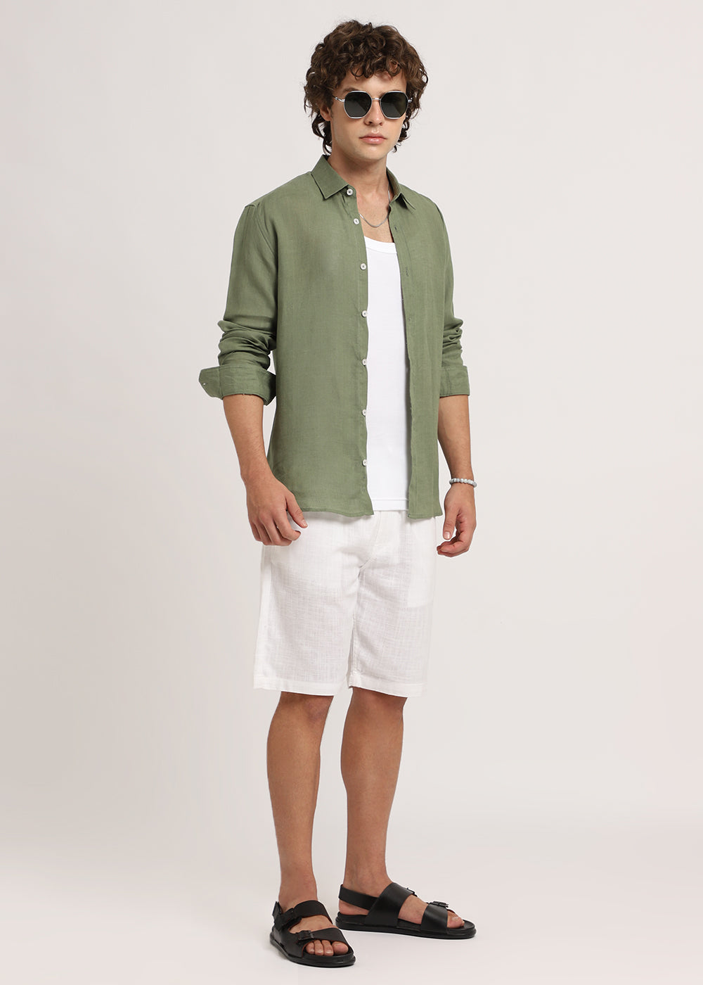 Lichen Green Linen Shirt