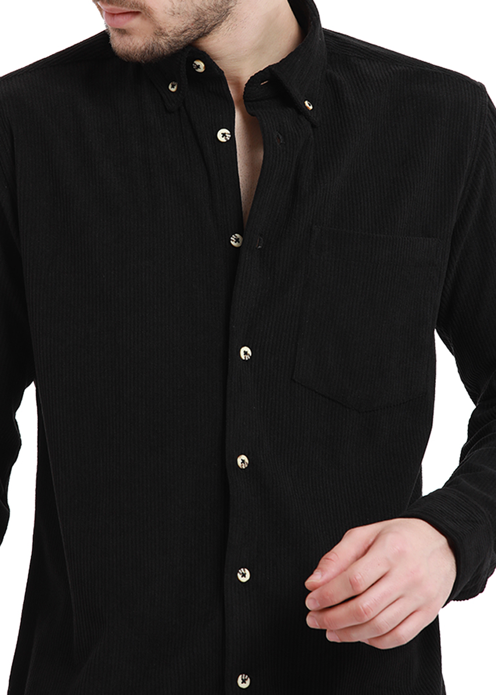 Licorice Black Corduroy Shirt