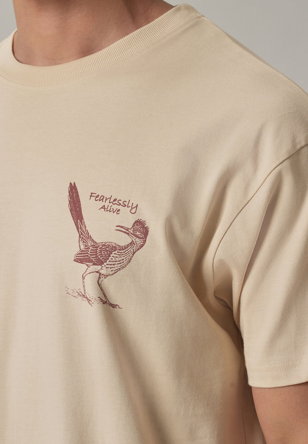 Light Beige Back Printed Oversized T-Shirt
