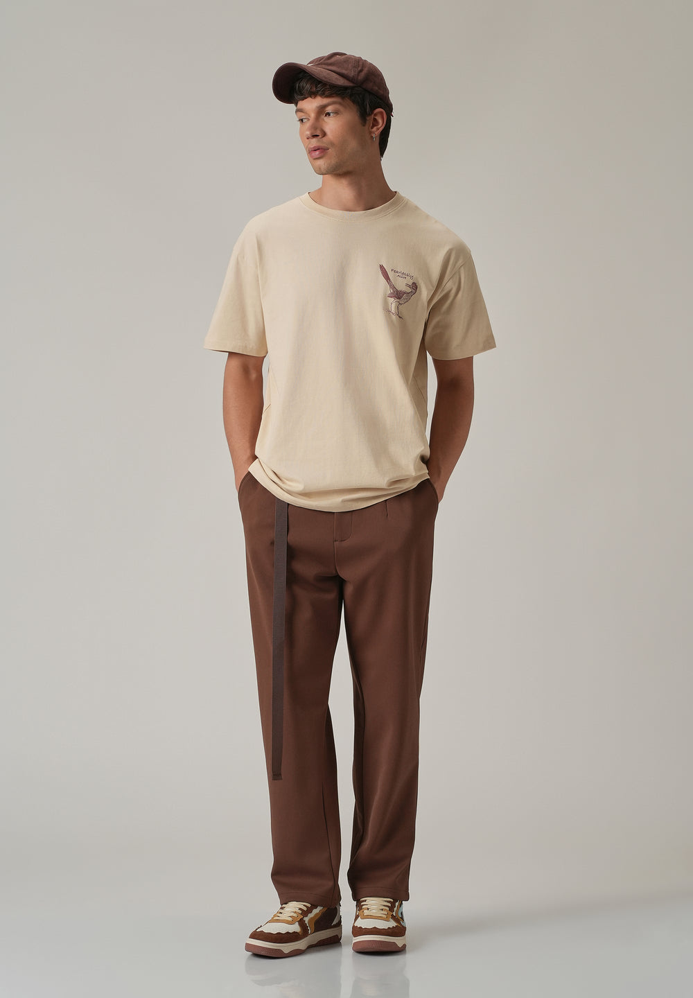 Light Beige Back Printed Oversized T-Shirt