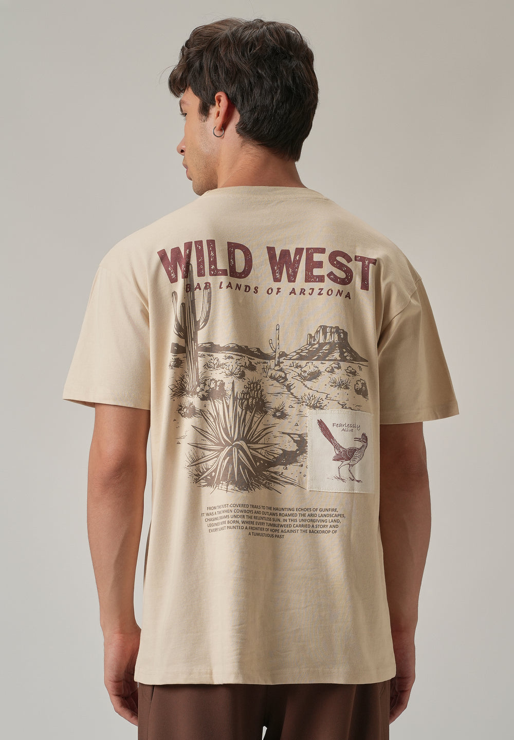 Light Beige Back Printed Oversized T-Shirt
