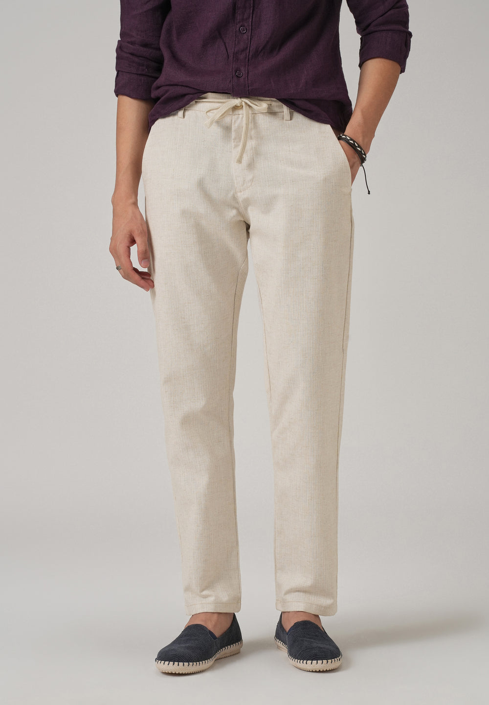 Light Beige Blended Linen Pant