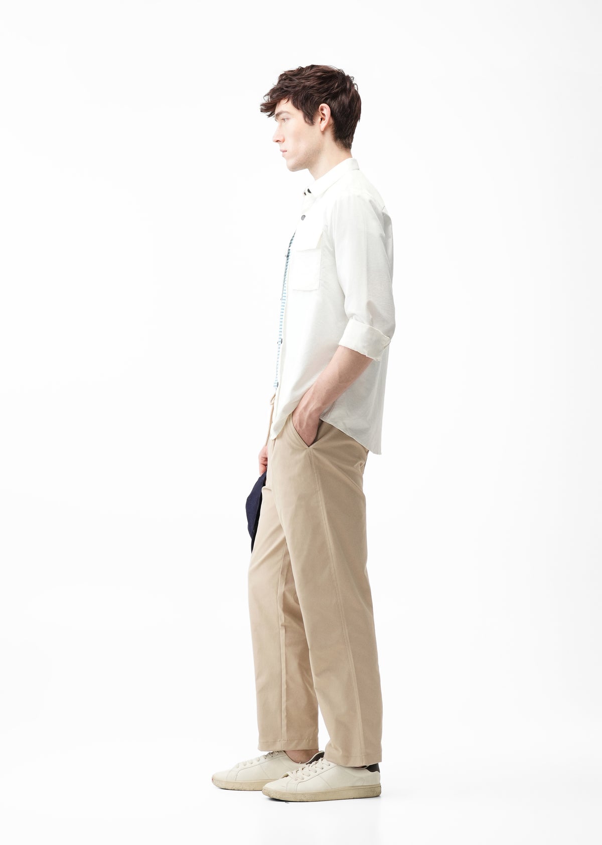 Light Beige Relaxed Drawstring Trouser