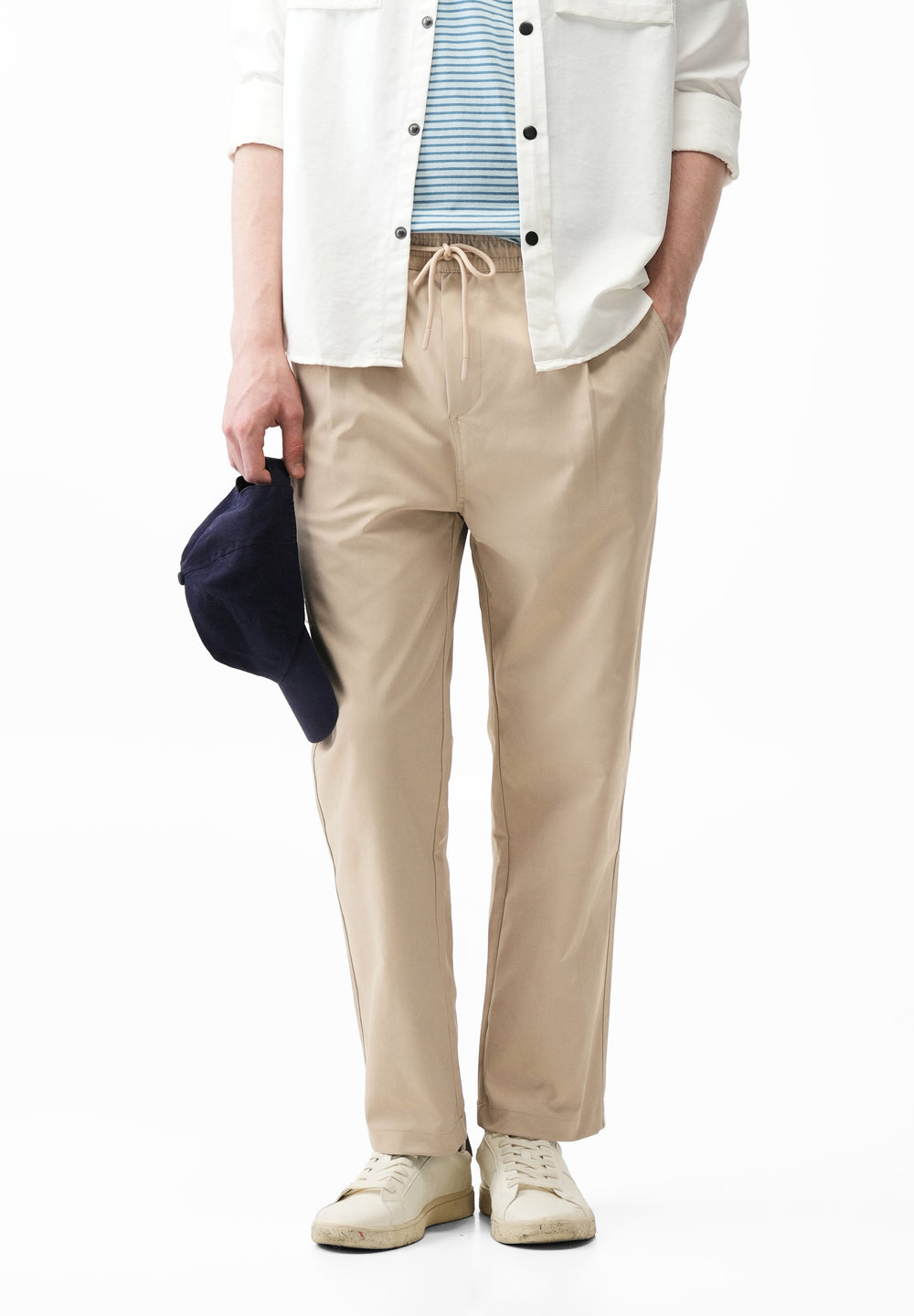 Light Beige Relaxed Drawstring Trouser