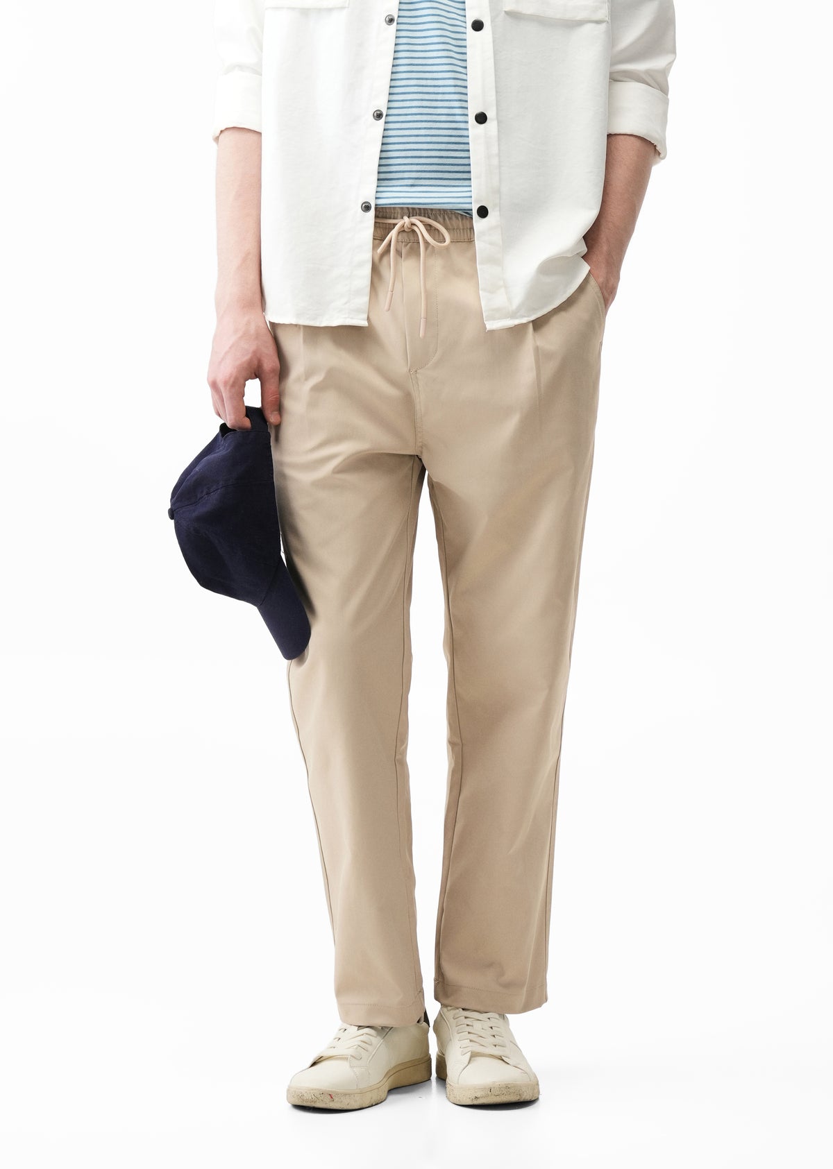 Light Beige Relaxed Drawstring Trouser