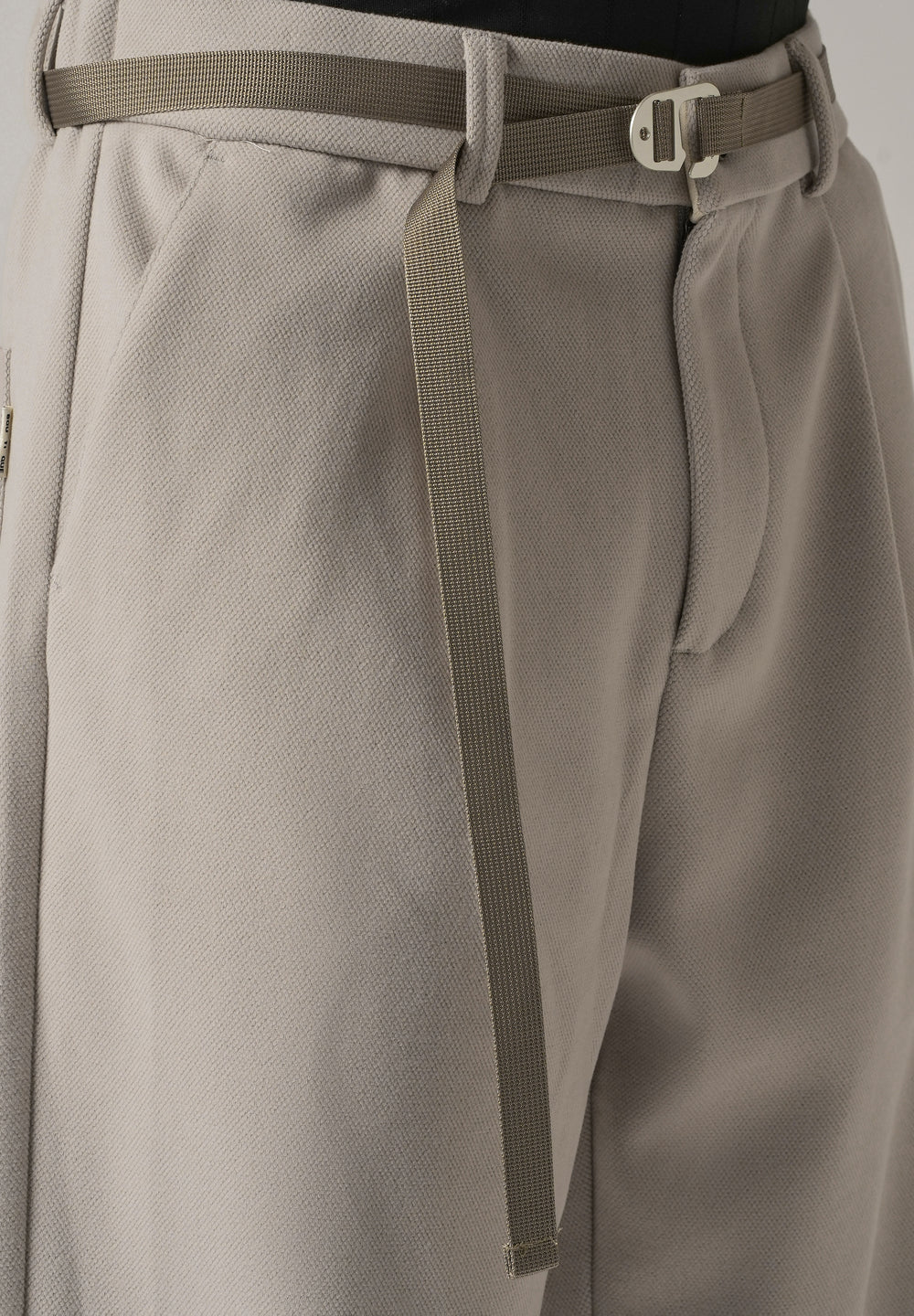 Light Beige Relaxed Fit Textured Pleated Pant