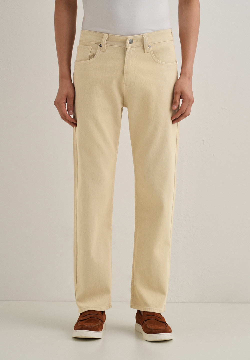 Light Beige Straight Fit Denim