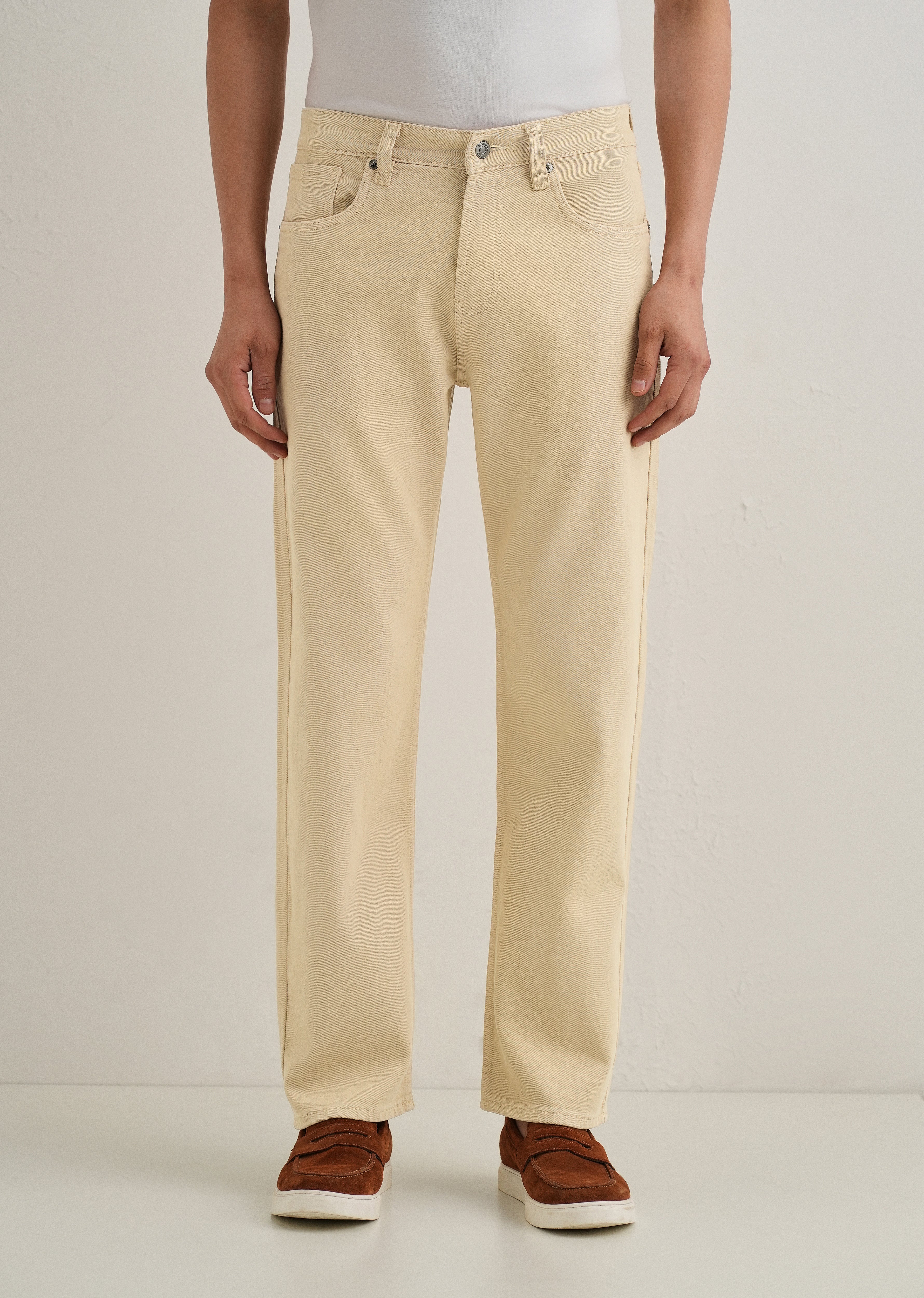 Light Beige Straight Fit Denim