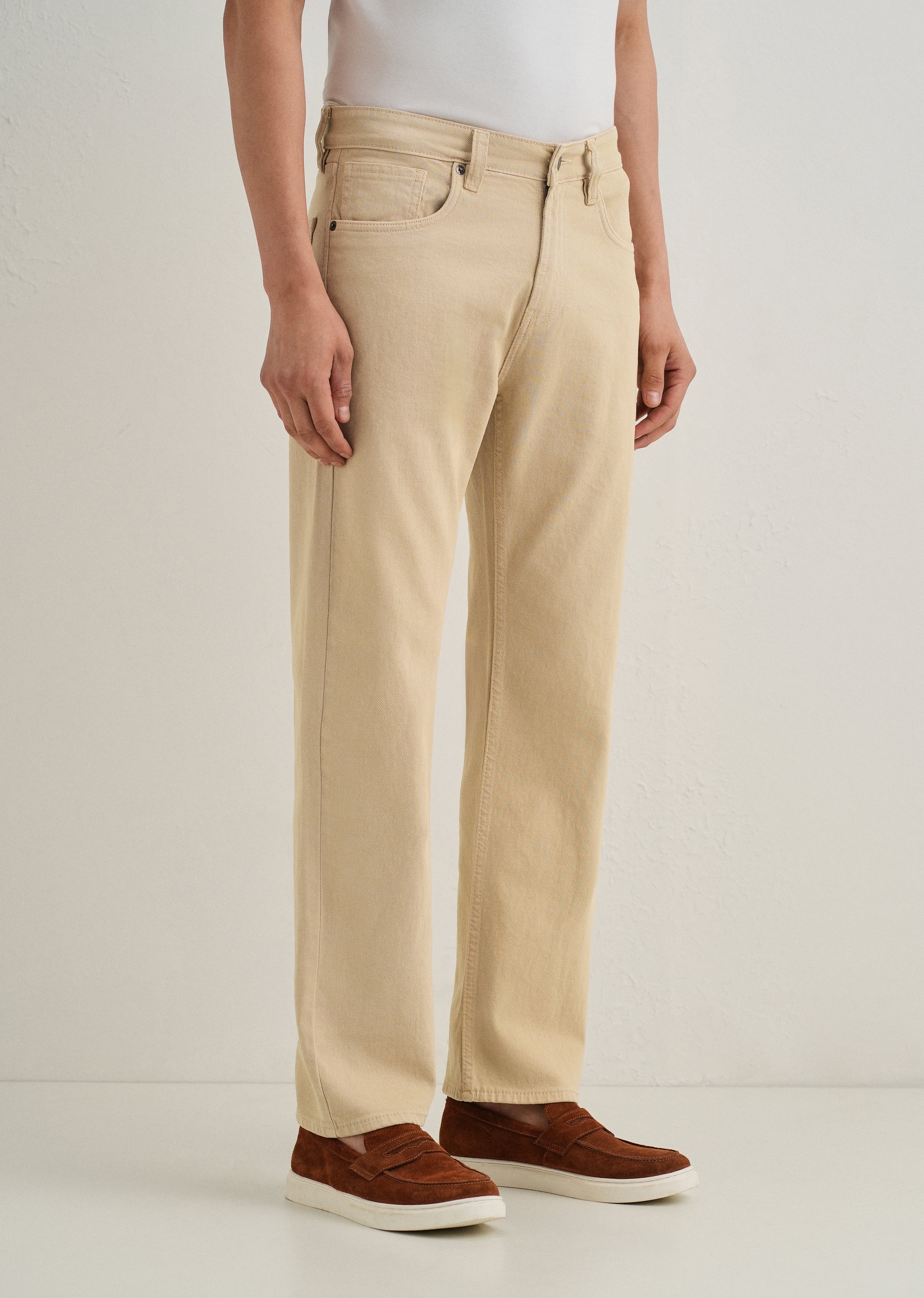 Light Beige Straight Fit Denim