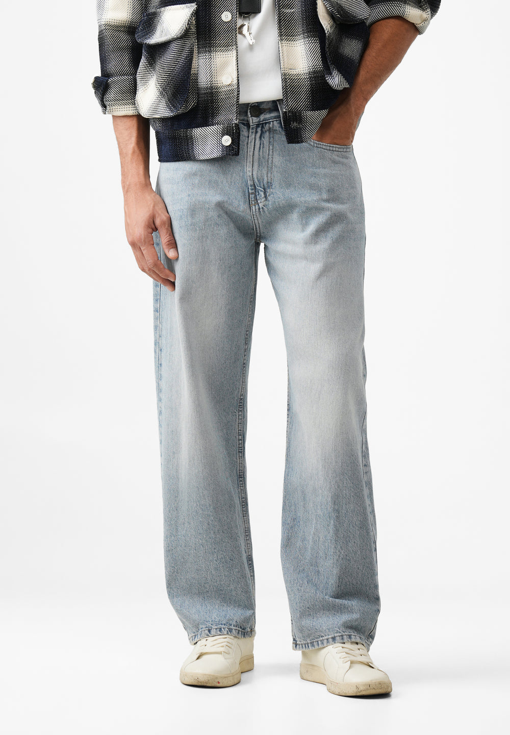 Light Wash Blue Baggy Fit Jeans