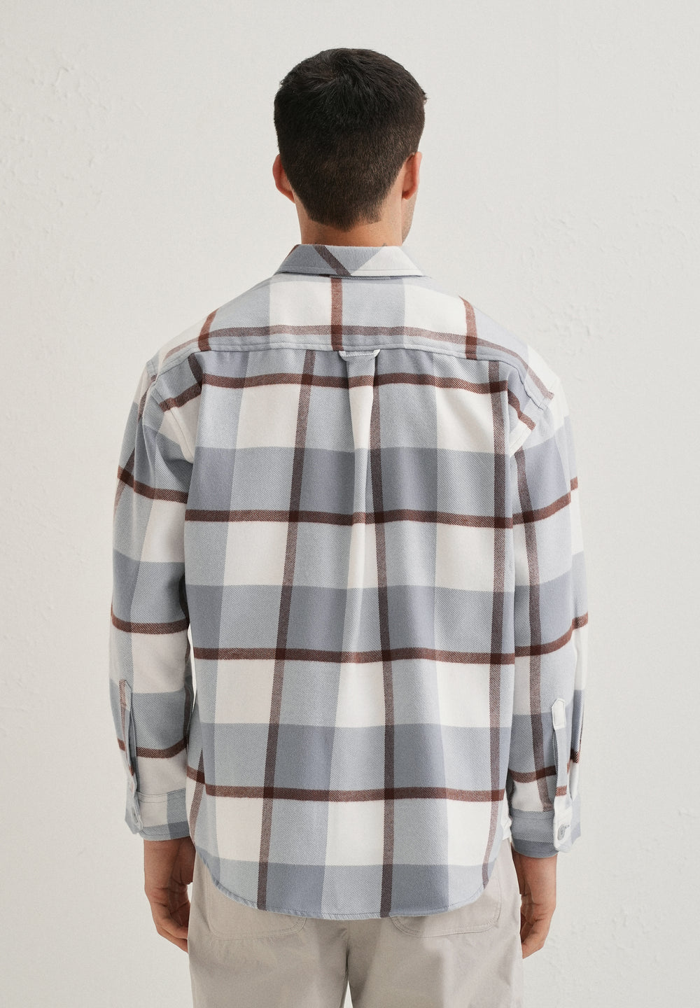 Light Blue Checked Relaxed Fit Shacket