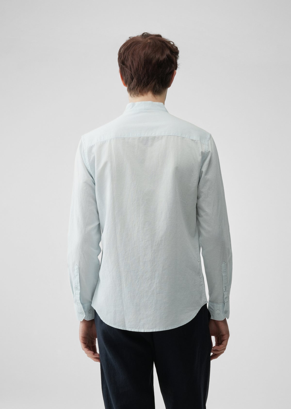Light Blue Star Collar Cotton Linen Shirt