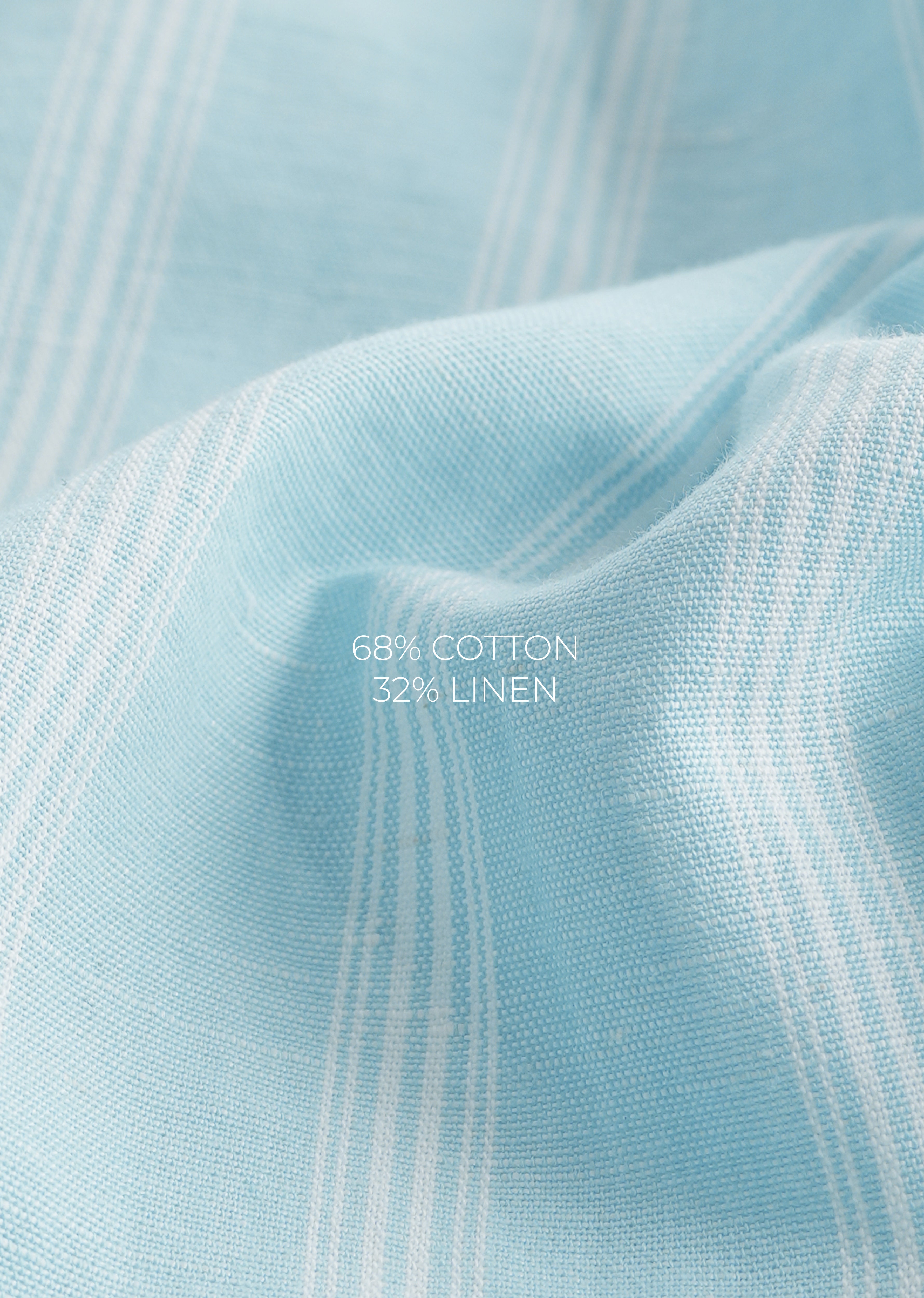 Light Blue Cotton Linen Stripe Shirt