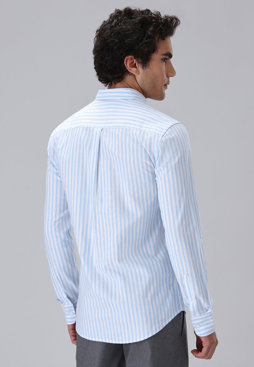 Light Blue Cotton Oxford Stripe Shirt