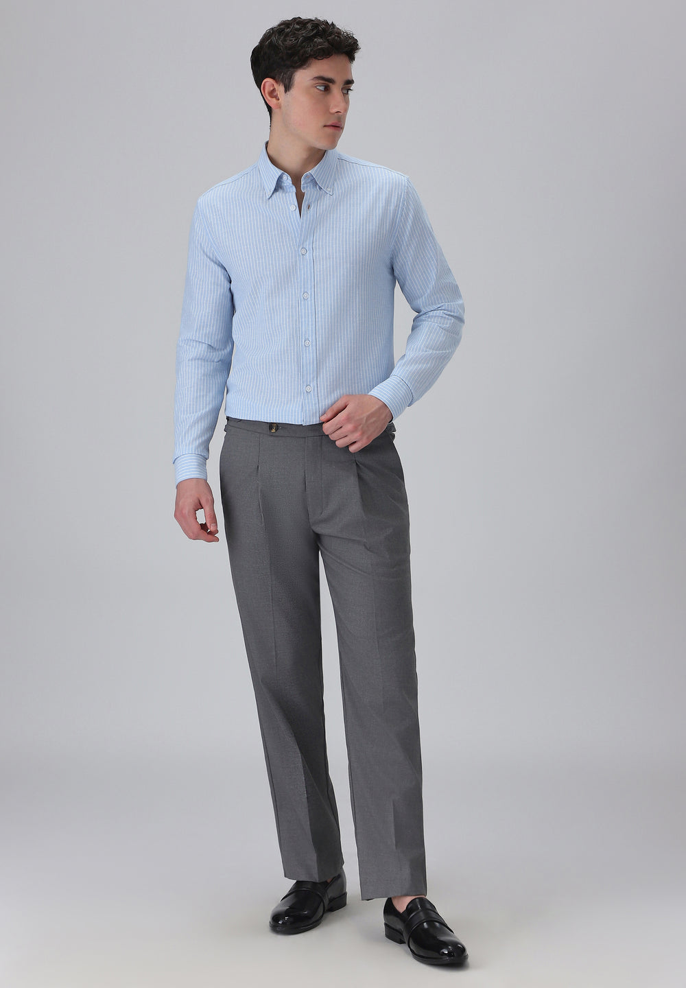 Light Blue Cotton Pin Stripe Shirt