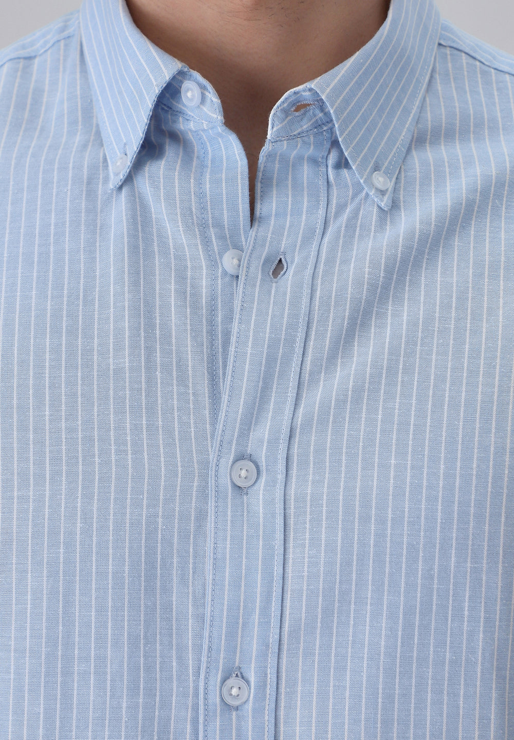 Light Blue Cotton Pin Stripe Shirt