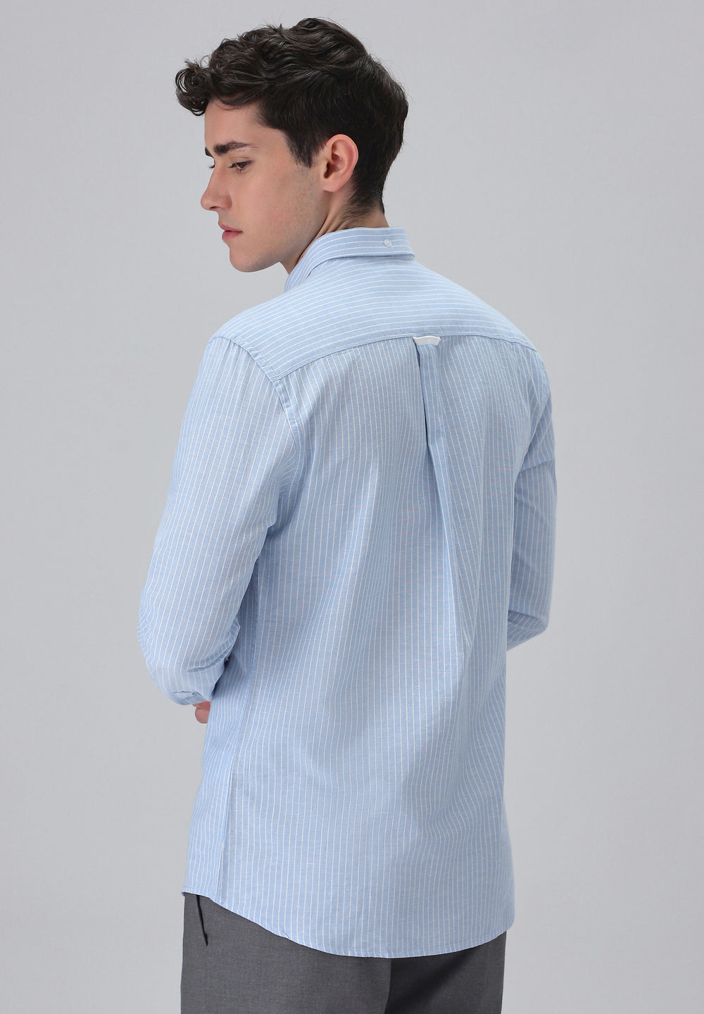 Light Blue Cotton Pin Stripe Shirt