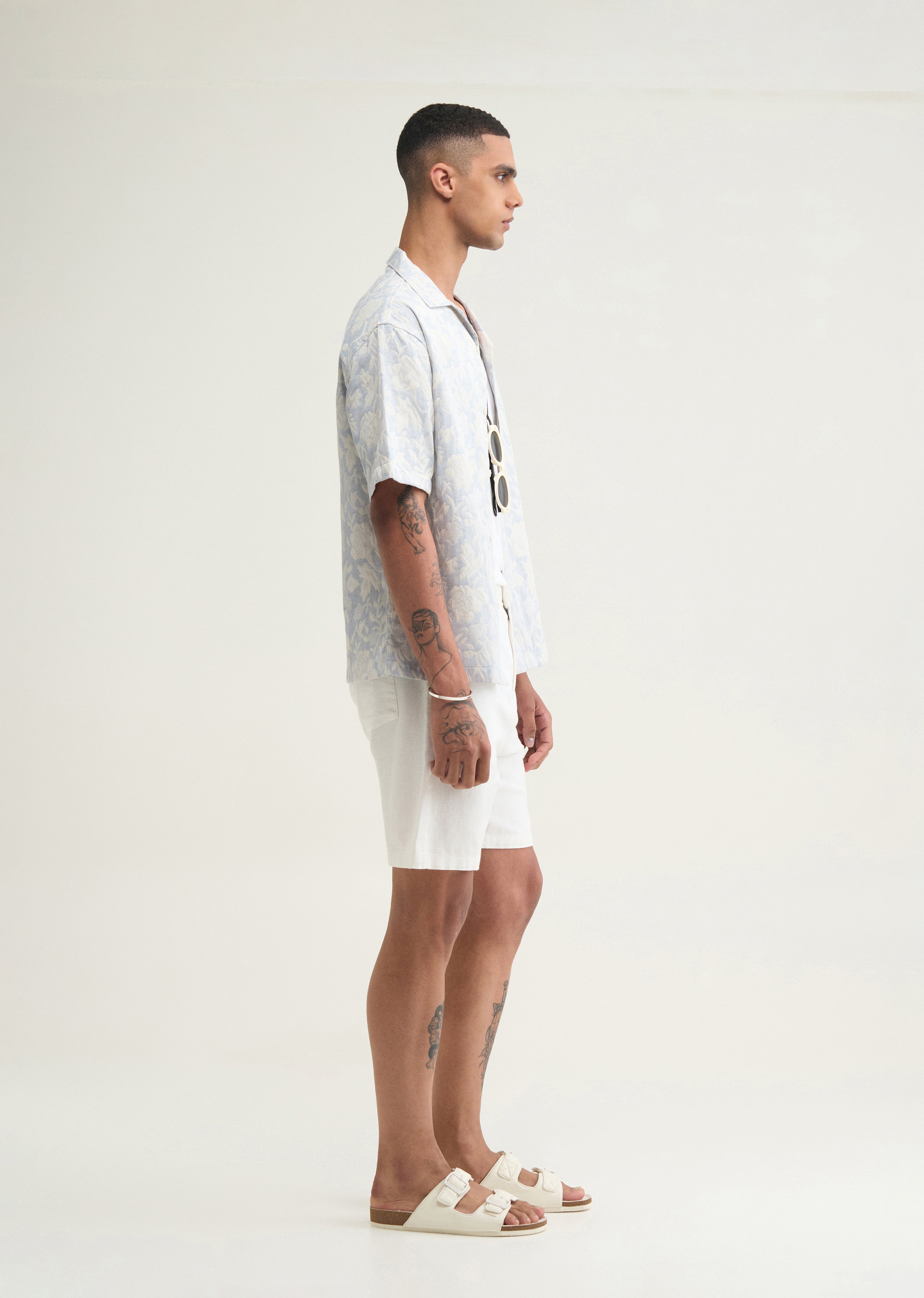 Light Blue Floral Jacquard Boxy Shirt