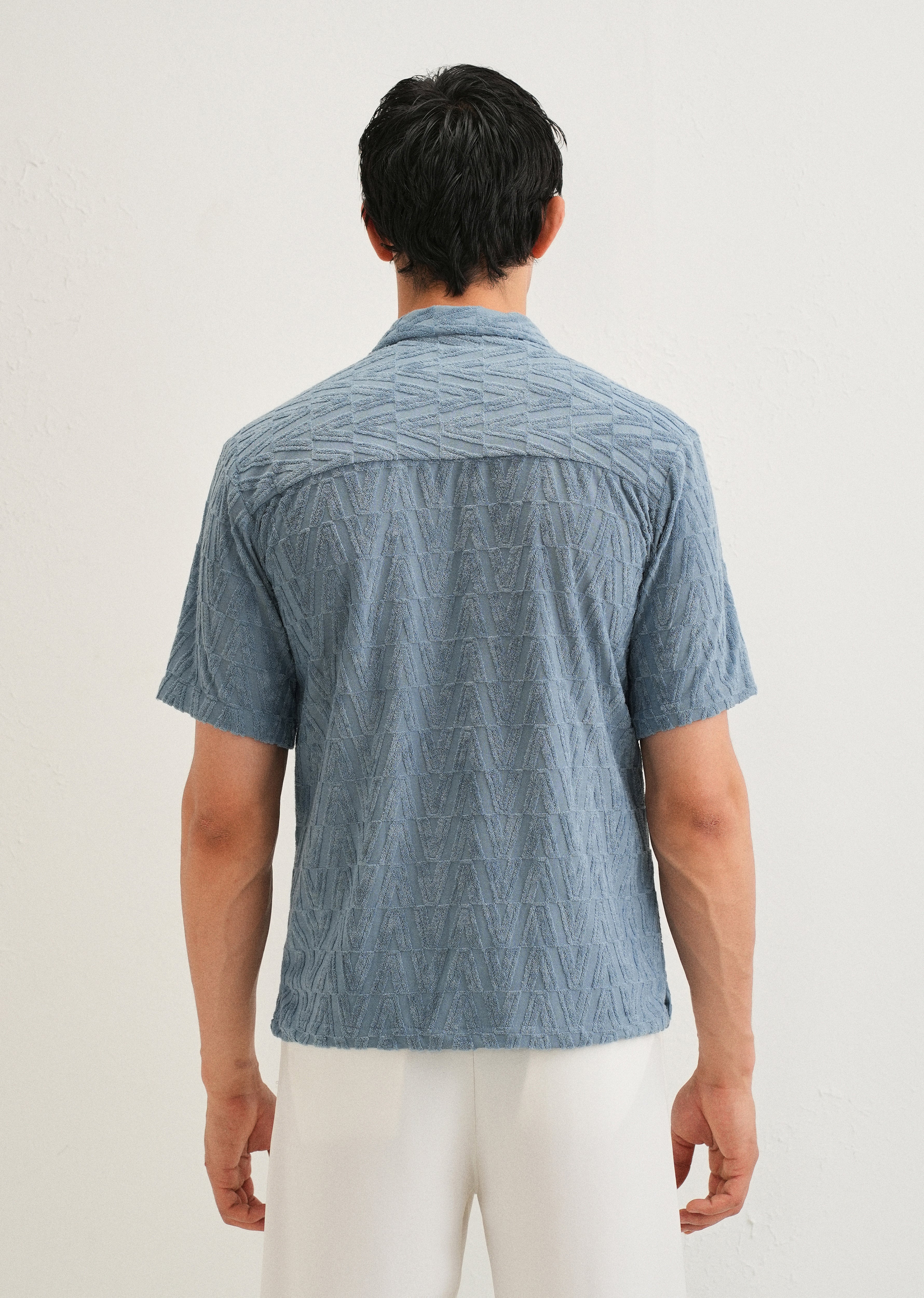 Light Blue Jacquard Knitted Shirt