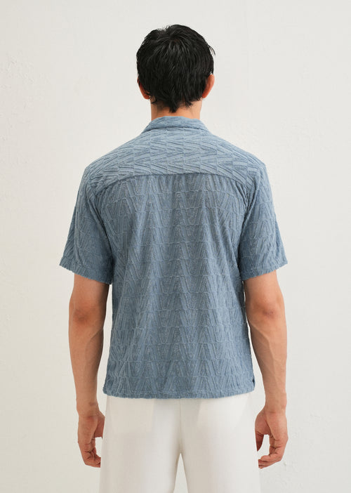 Light Blue Jacquard Knitted Shirt