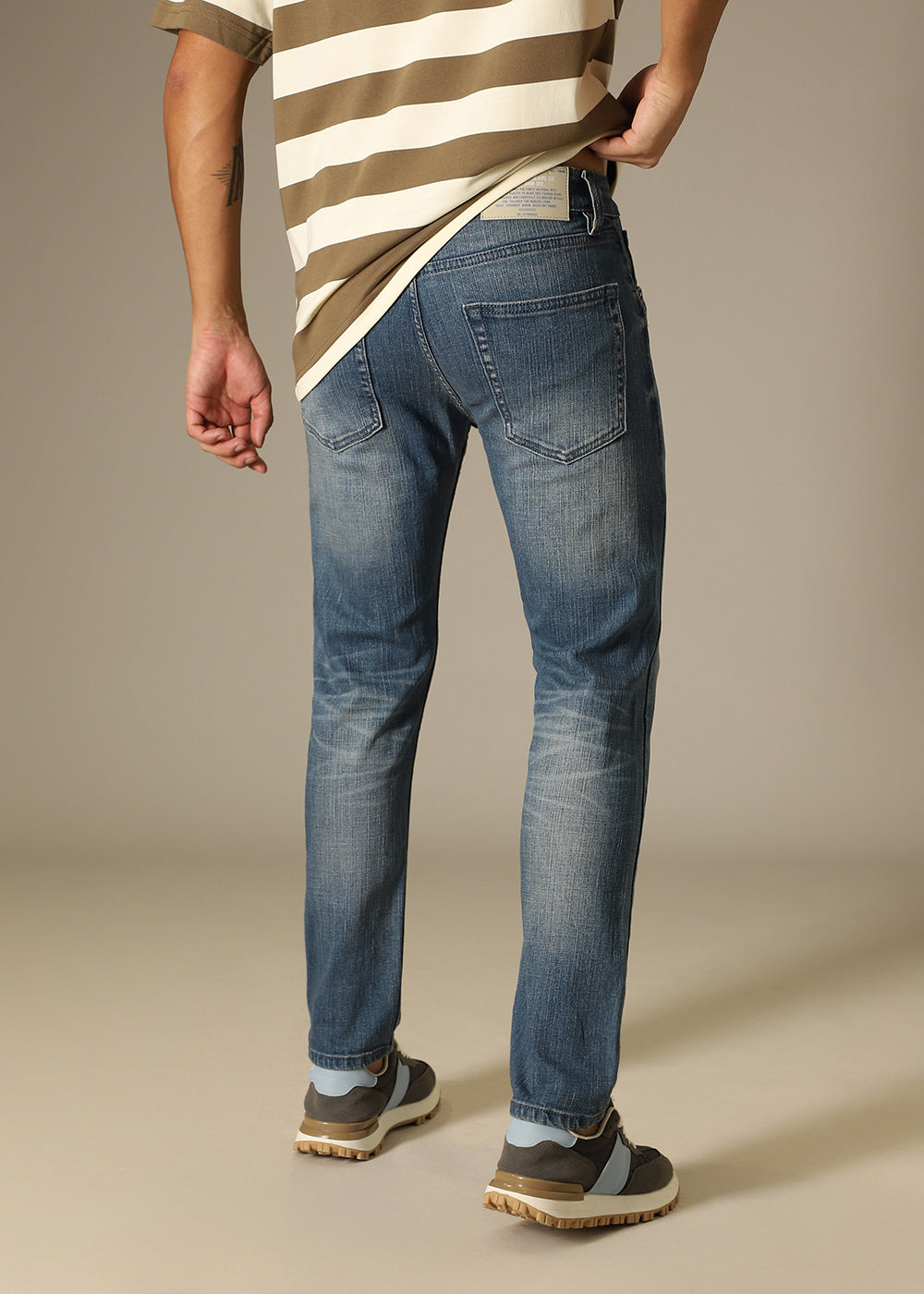 Light Blue Mid Fade Ankle Slim Fit Denim