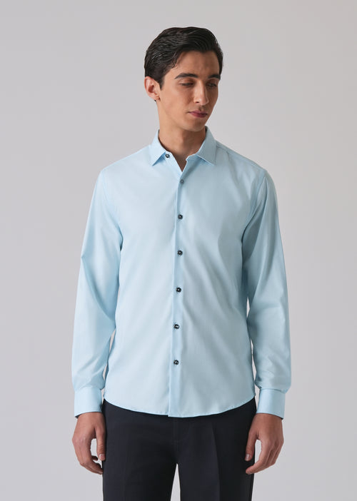 Light Blue Cotton Stretch Plain Shirt