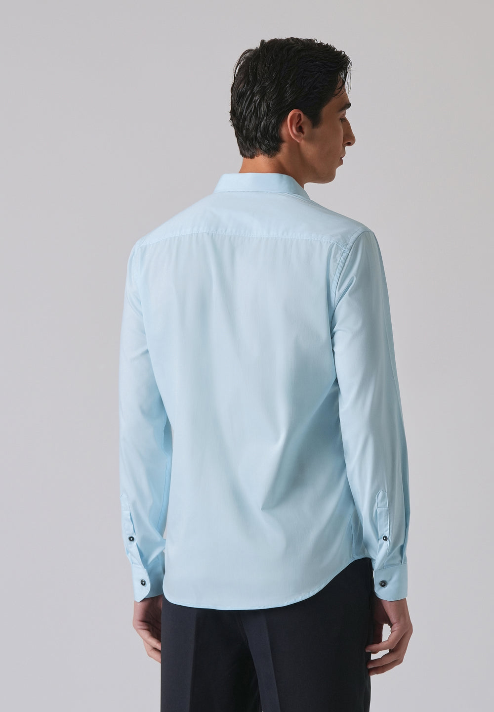 Light Blue Cotton Stretch Plain Shirt
