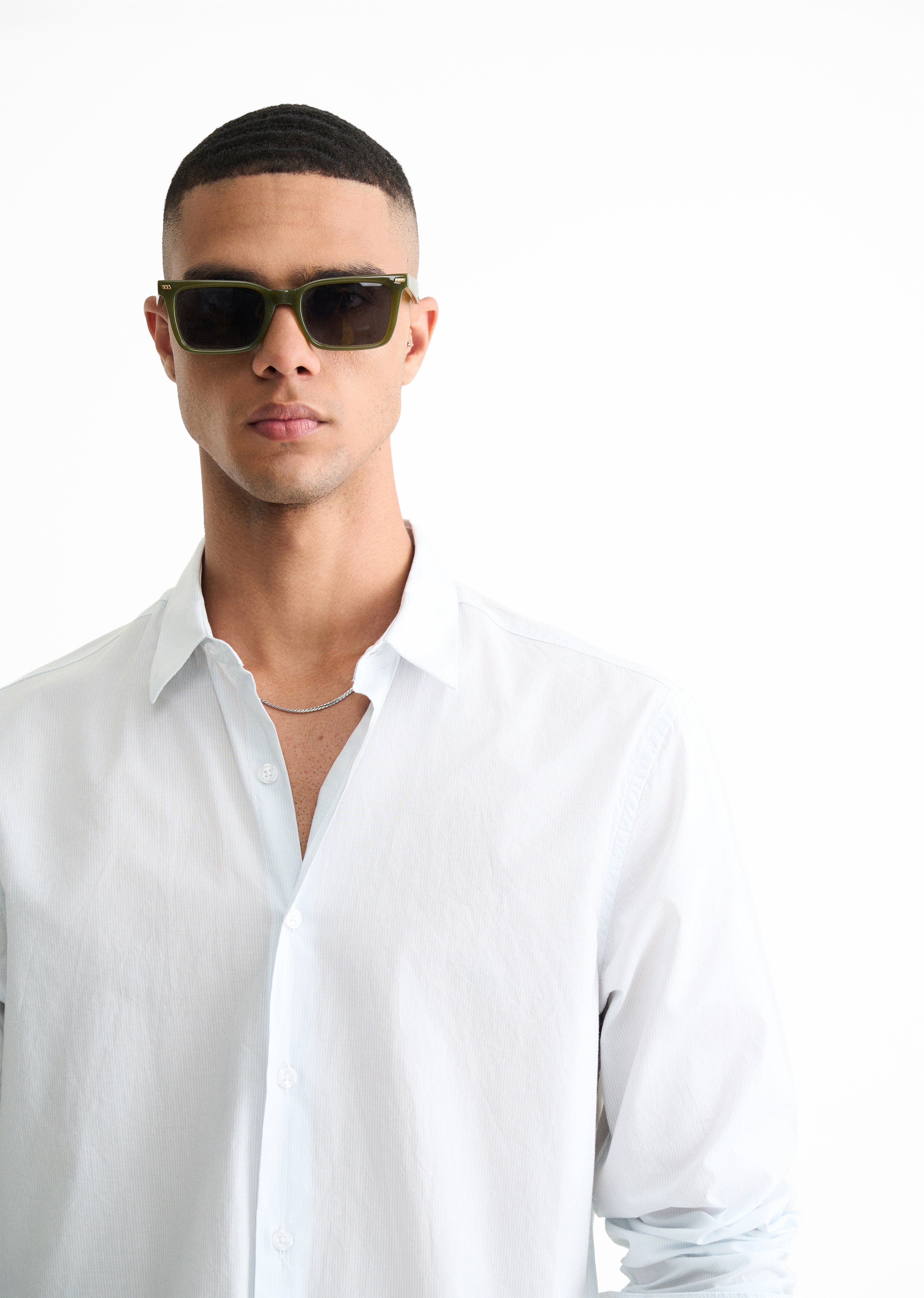 Light Blue Printed Pin Stripe Shirt