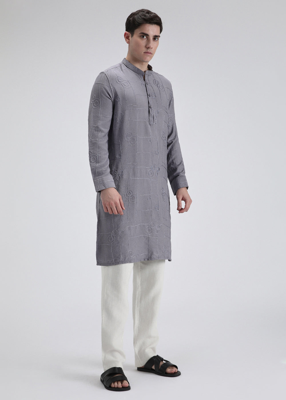 Light Blue Self Embroidered Kurta