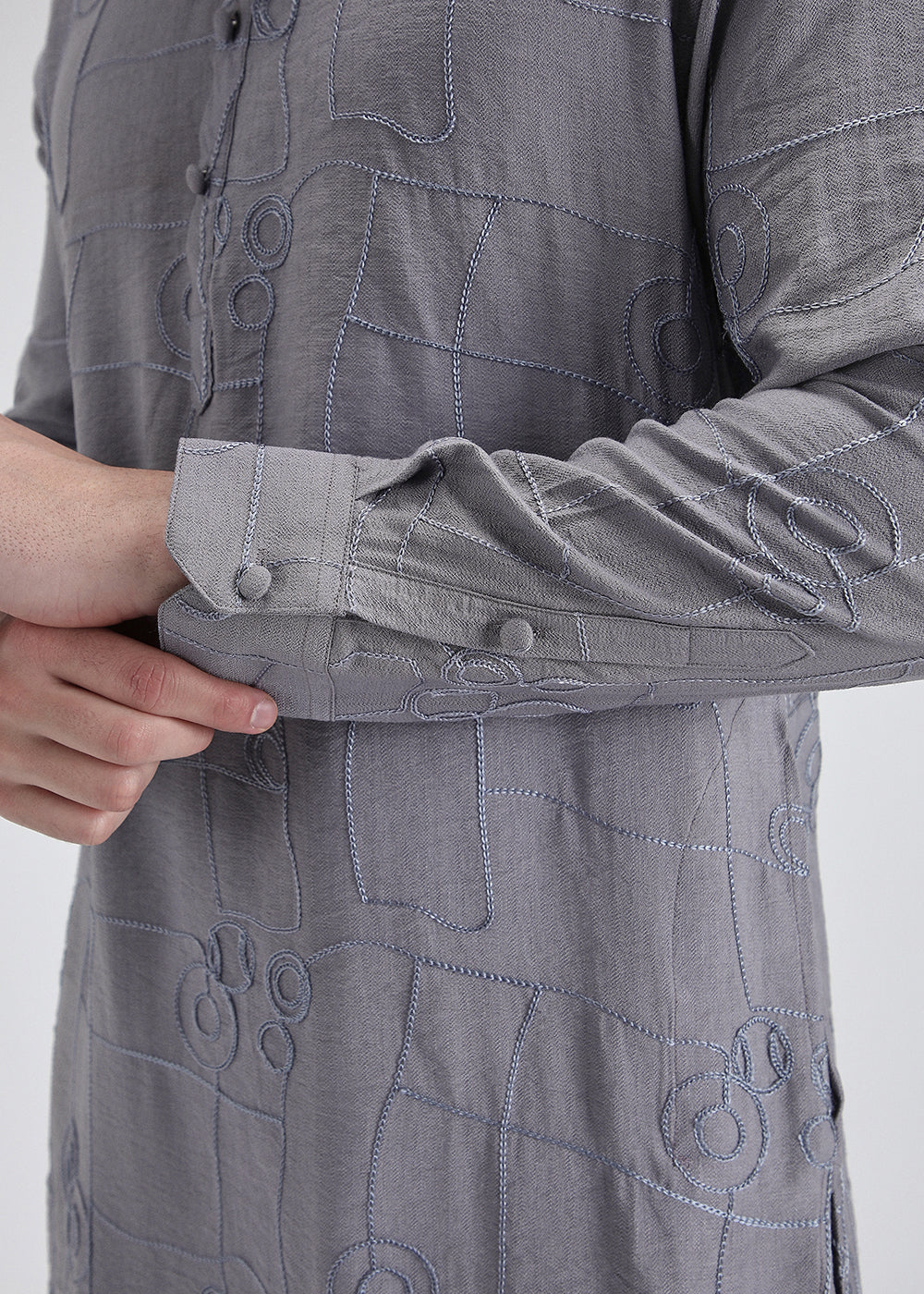 Light Blue Self Embroidered Kurta