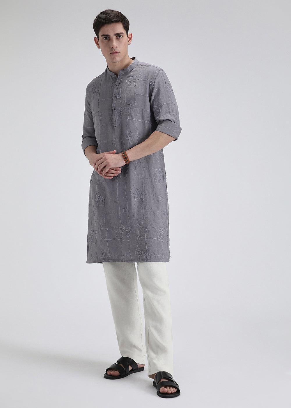 Light Blue Self Embroidered Kurta