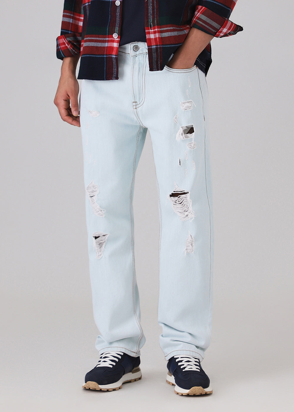 Light Blue Straight Fit Denim