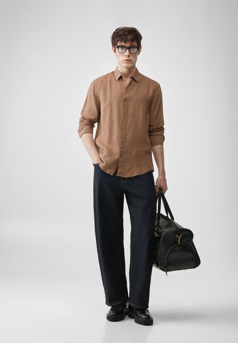 Light Brown 100% Pure Linen Shirt