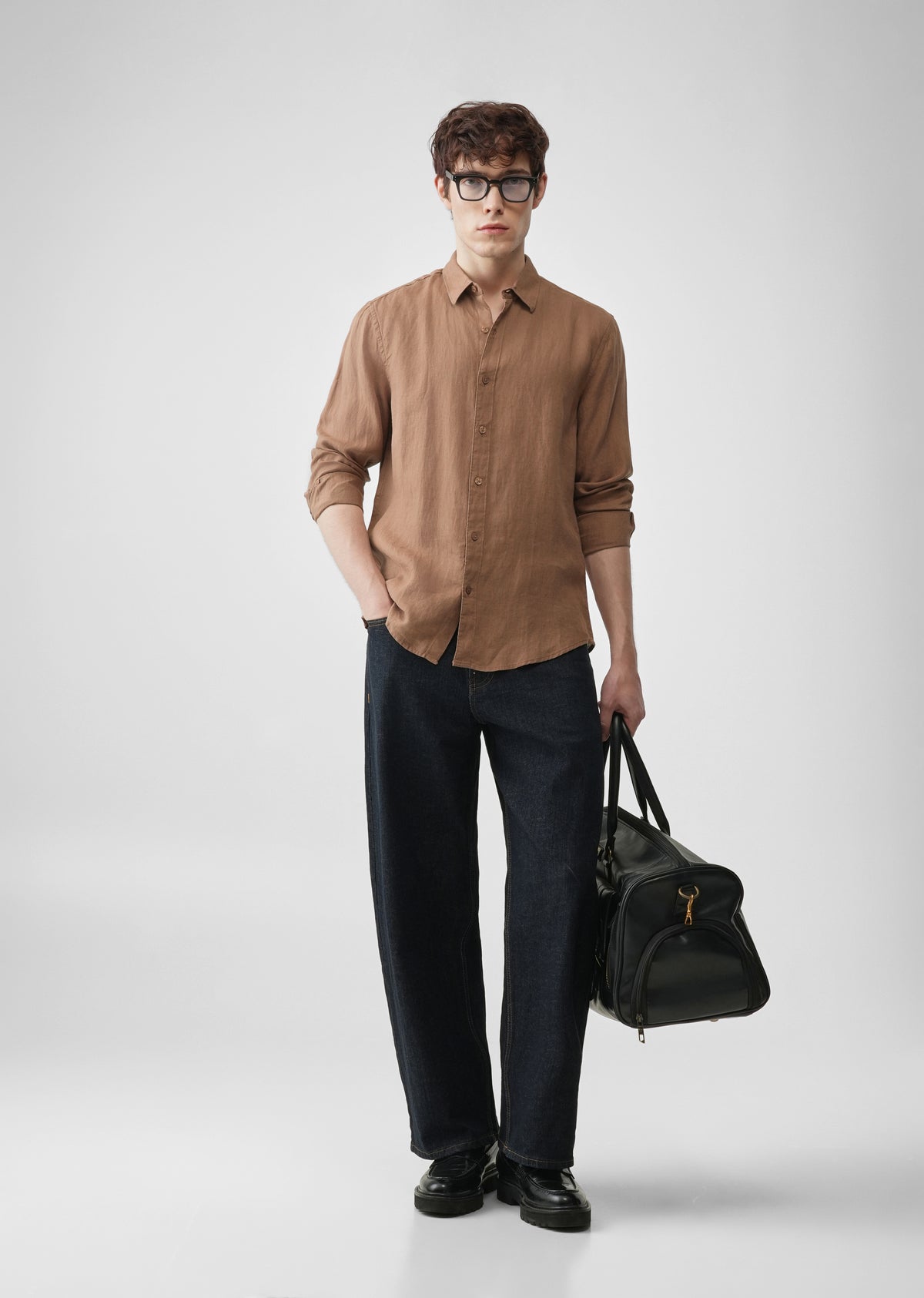 Light Brown 100% Pure Linen Shirt