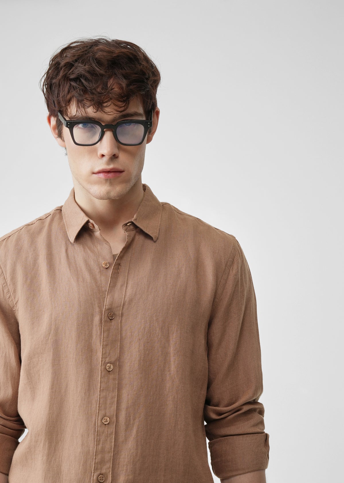 Light Brown 100% Pure Linen Shirt