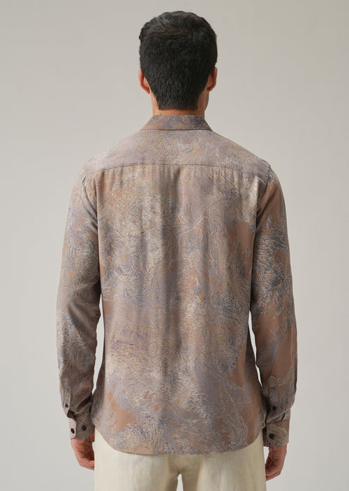 Light Brown Intricate Print Feather Shirt