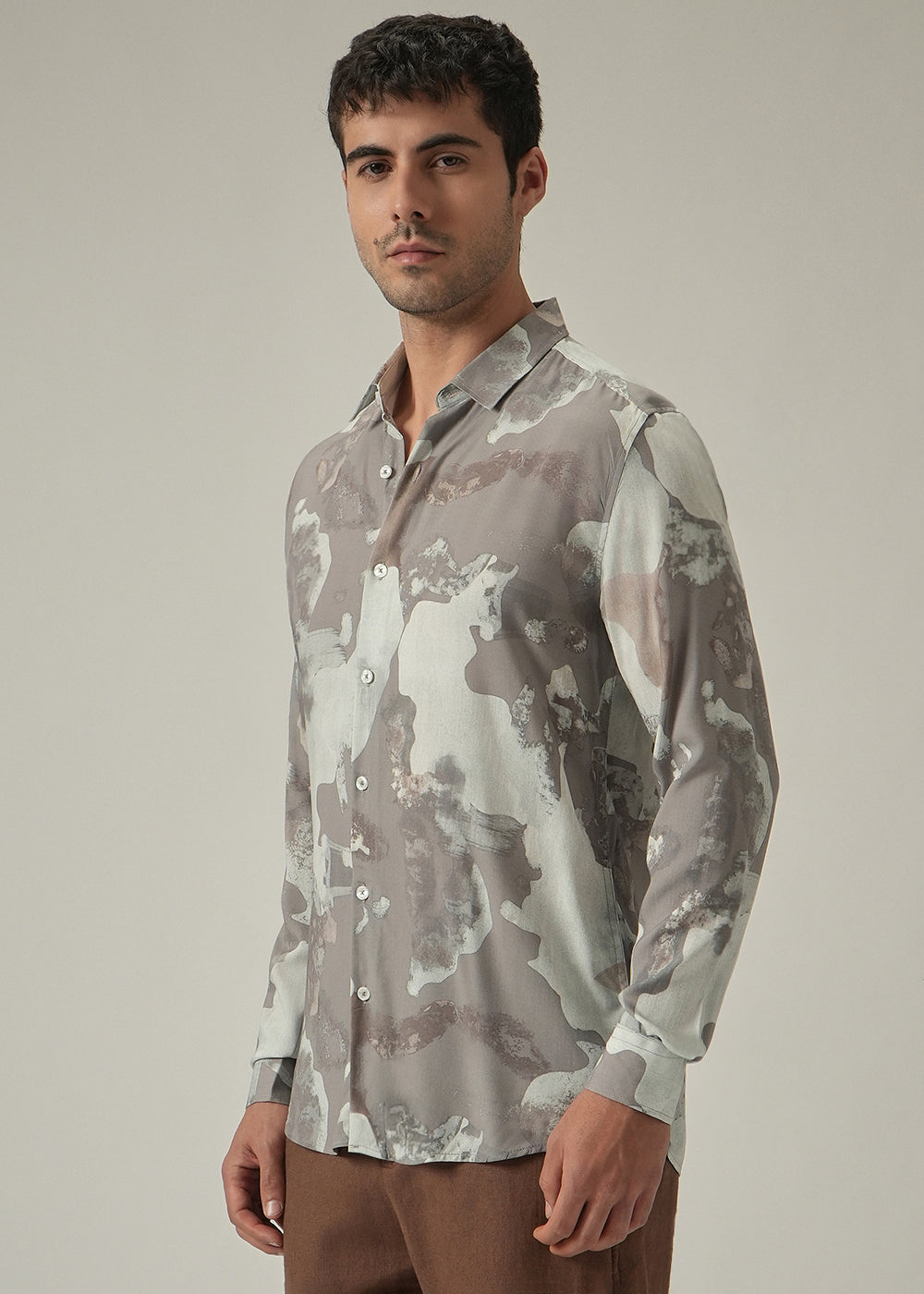 Light Brown Print Shirt